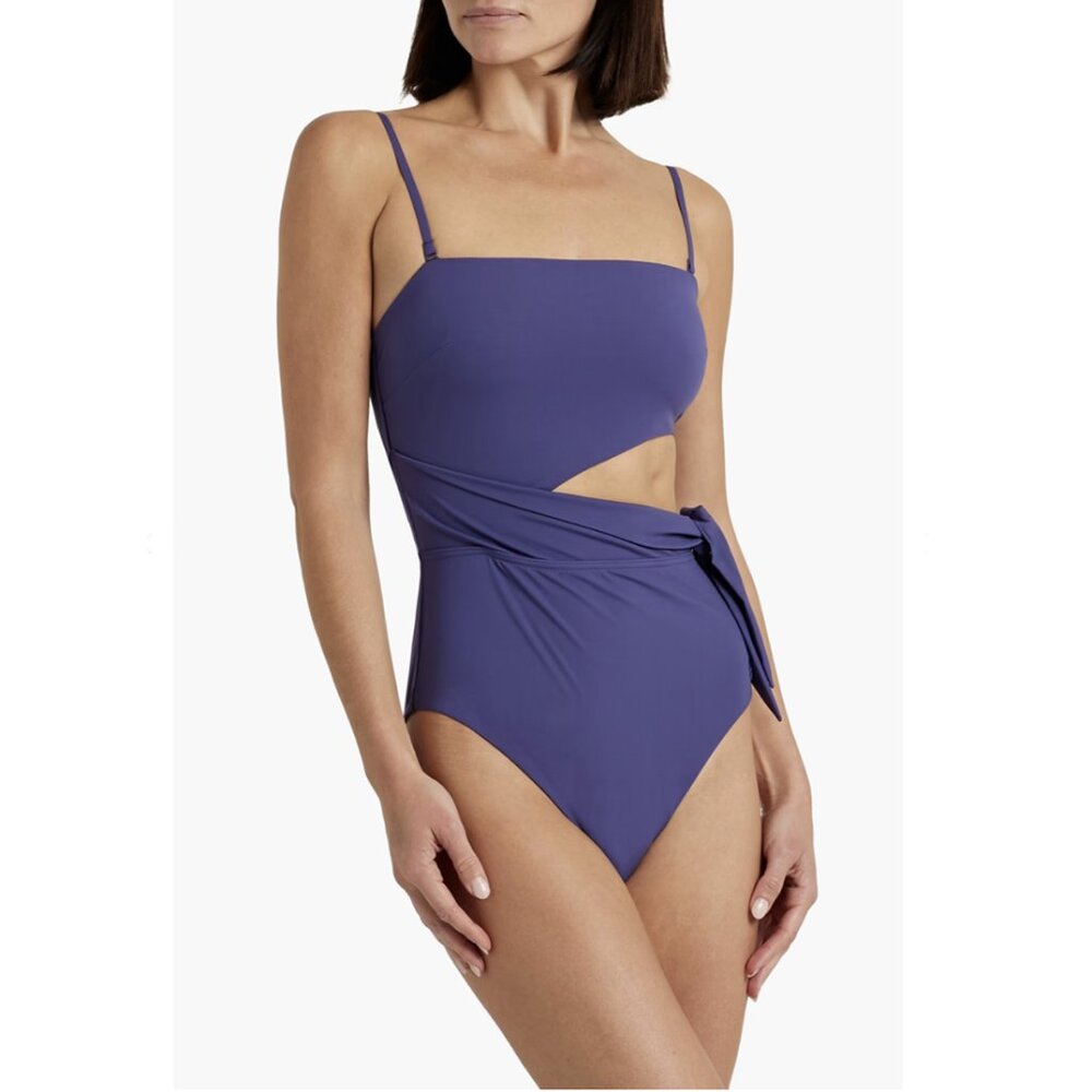 ZIMMERMANN Cutout Bandeau Swimsuit Size AU0 US 2-4 Removable Straps Navy Purple